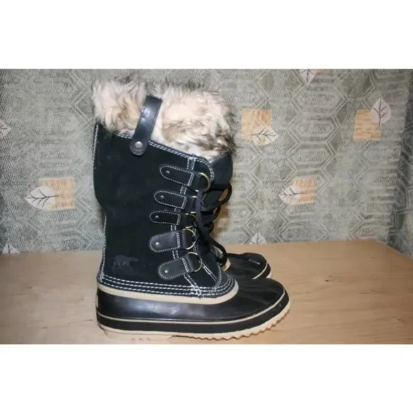 Sorel Joan of Arctic Black Leather Winter Boots 9 / 41 1/3 - Picture 1 of 7